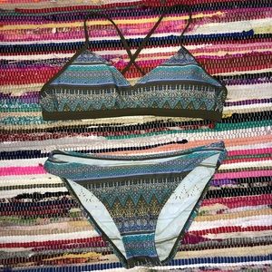 Patagonia blue, Green, and purple bikini